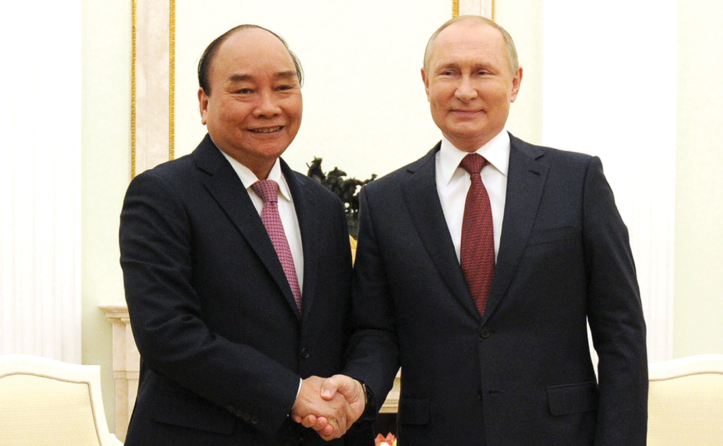 The Kremlin hosted talks between Vladimir Putin and President of the Socialist Republic of Vietnam Nguyen Xuan Phuc, 2021.