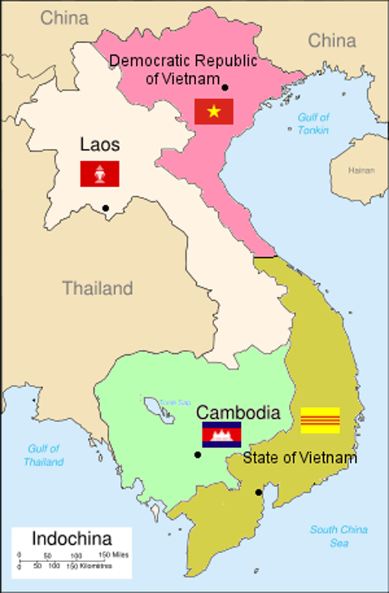 The partition of French Indochina that resulted from the Conference. Three successor states were created: the Kingdom of Cambodia; the Kingdom of Laos; and the Democratic Republic of Vietnam, the state led by Ho Chi Minh and the Viet Minh. The State of Vietnam was reduced to the southern part of Vietnam. The division of Vietnam was intended to be temporary, with elections planned for by 1956 to reunify the country.